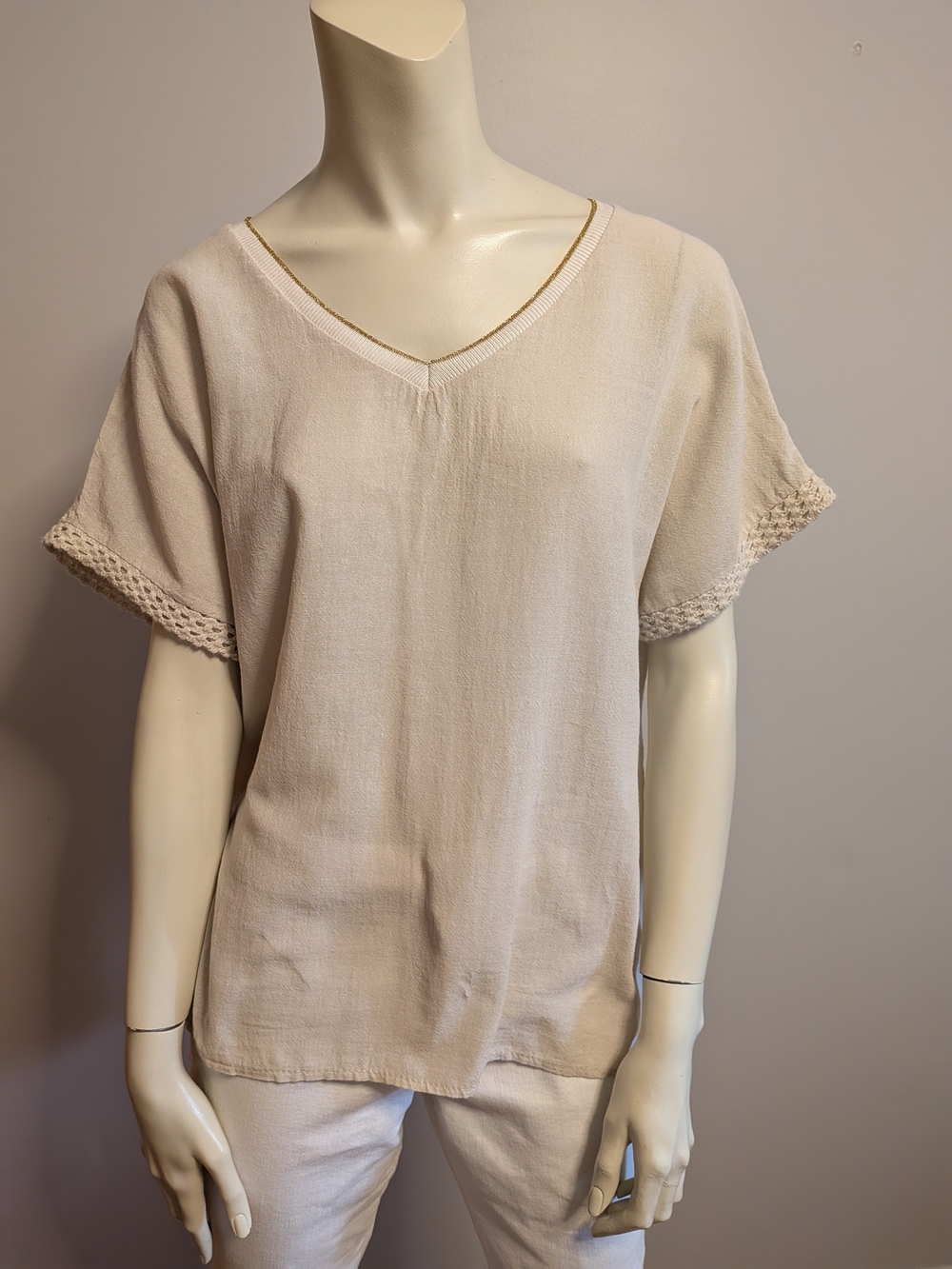 New! Italian Top With Crochet Detail